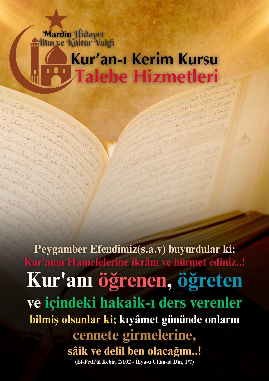 Yaz Kur'an Kursu Talebe Hizmetleri